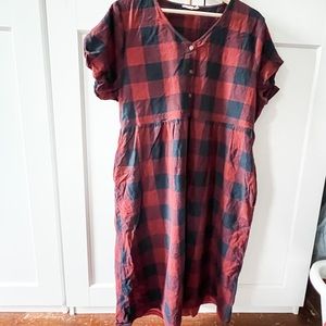 Chic Soul Red and Black Checked Midi Dress